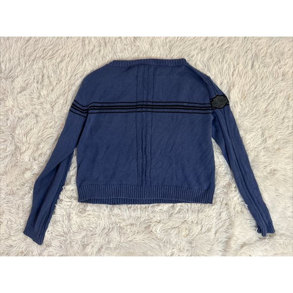 VTG Harley Davidson Womens Cropped Blue Pullover Sweater Size Large 90’s - Picture 3 of 3